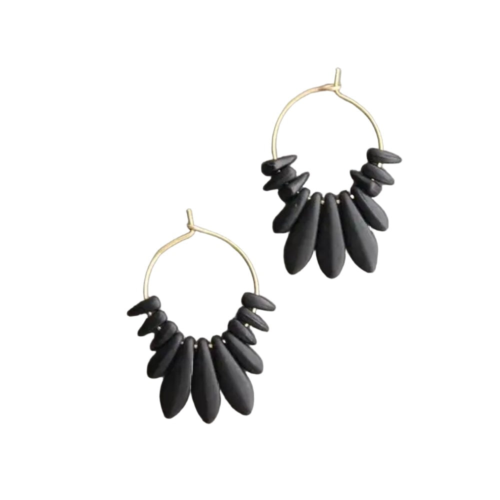 Black glass hoop earrings - The Village Retail