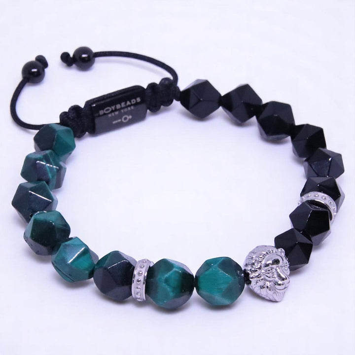 BOYBEADS Leon Mens 8mm Green Tigers Eye Adjustable Bracelet - The Village Retail