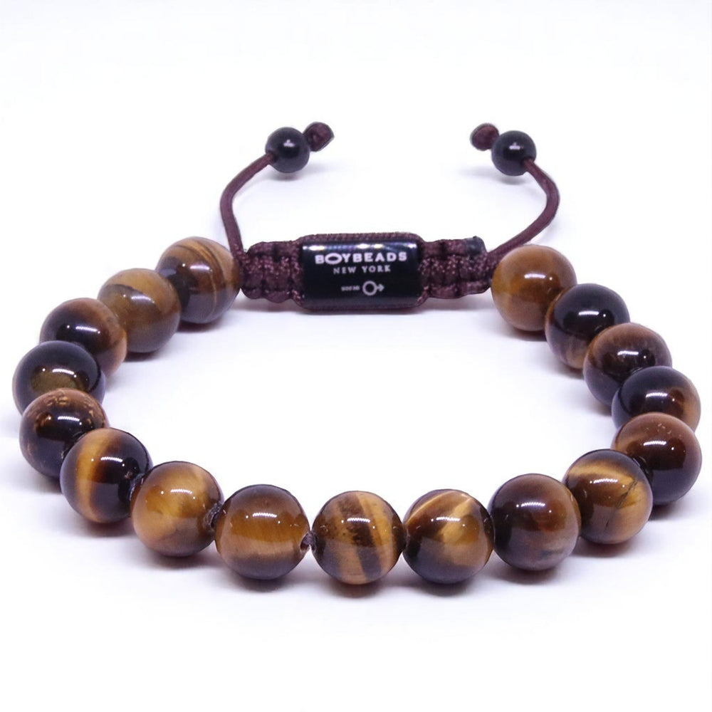 BOYBEADS Mens 10mm Tony Tigers Eye Adjustable Beaded Brace - The Village Retail
