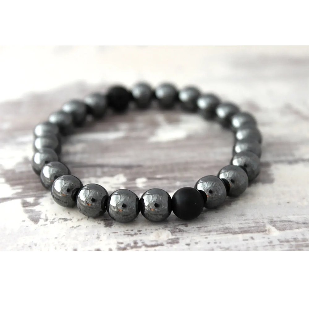 Black Hematite Mens Bracelet w/ Black Onyx & Lava Stone - The Village Retail
