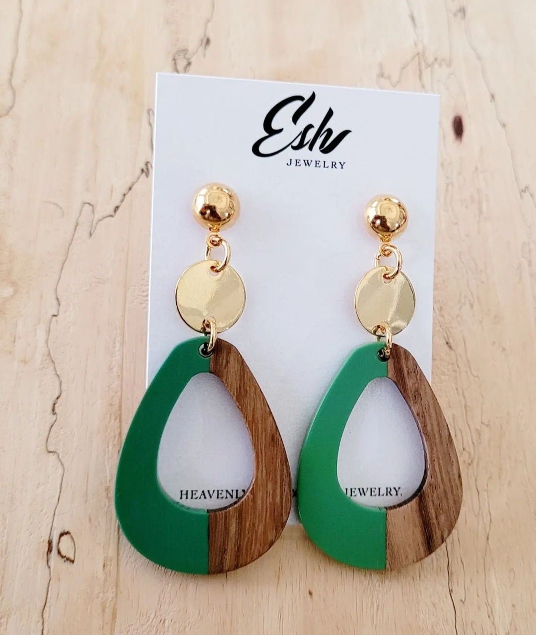 Resin wood earrings sales