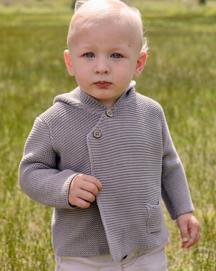100% Organic Cotton Hooded Knit Baby Jacket - The Village Retail