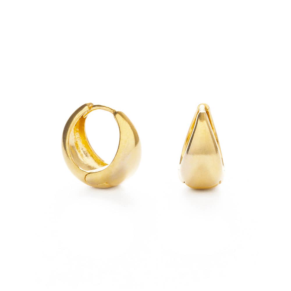 14 kt gold Plated Brass: Small Sofia Huggie Hoops - The Village Retail