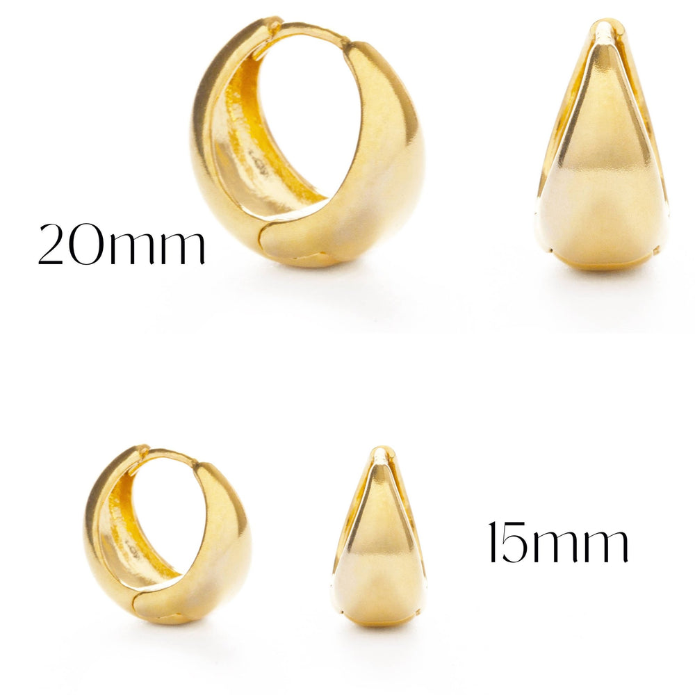 14 kt gold Plated Brass: Small Sofia Huggie Hoops - The Village Retail