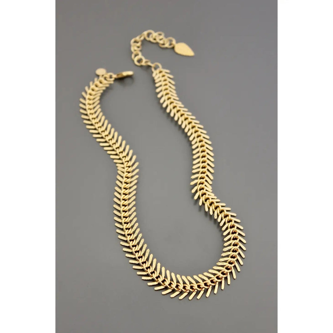 18 k Gold Chain Fish Bone Necklace - The Village Retail