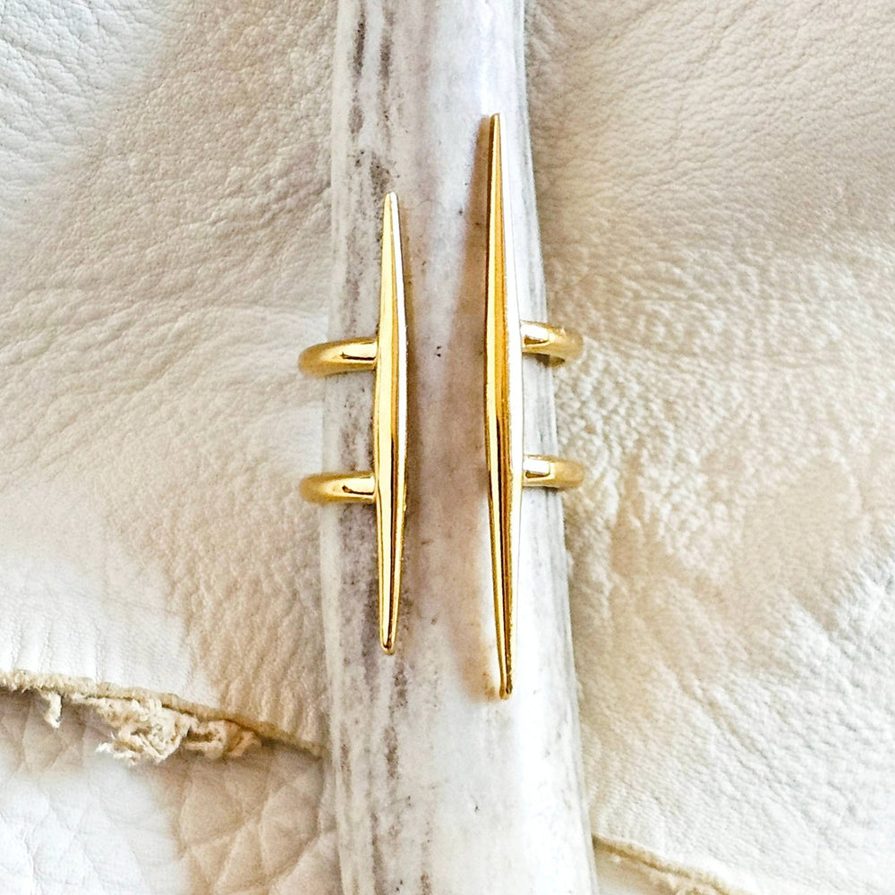 18kt plated barbed gold spike ring handmade adjustable - The Village Retail