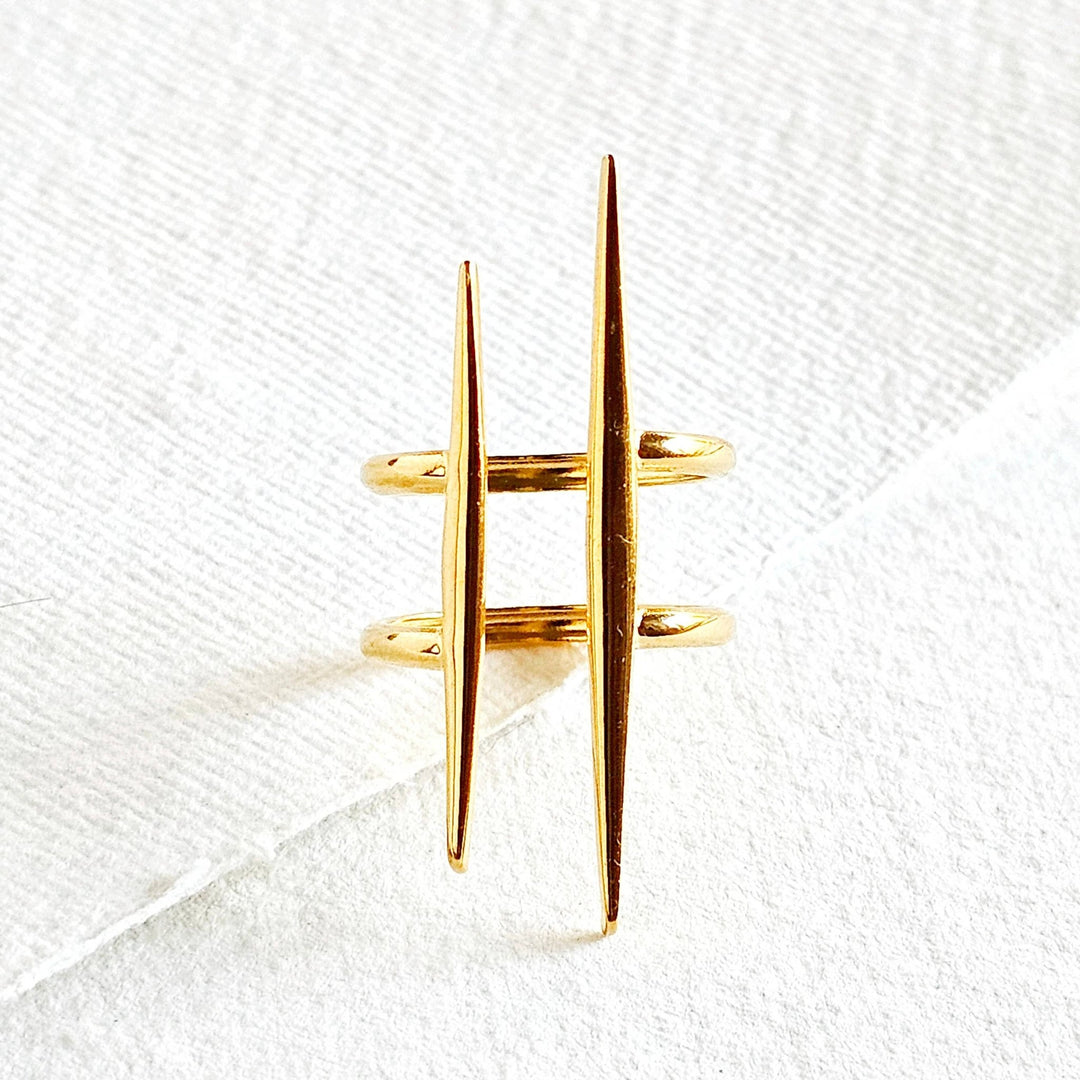 18kt plated barbed gold spike ring handmade adjustable - The Village Retail