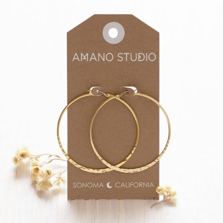 2" Hammered Hoop Earrings: Gold - The Village Retail