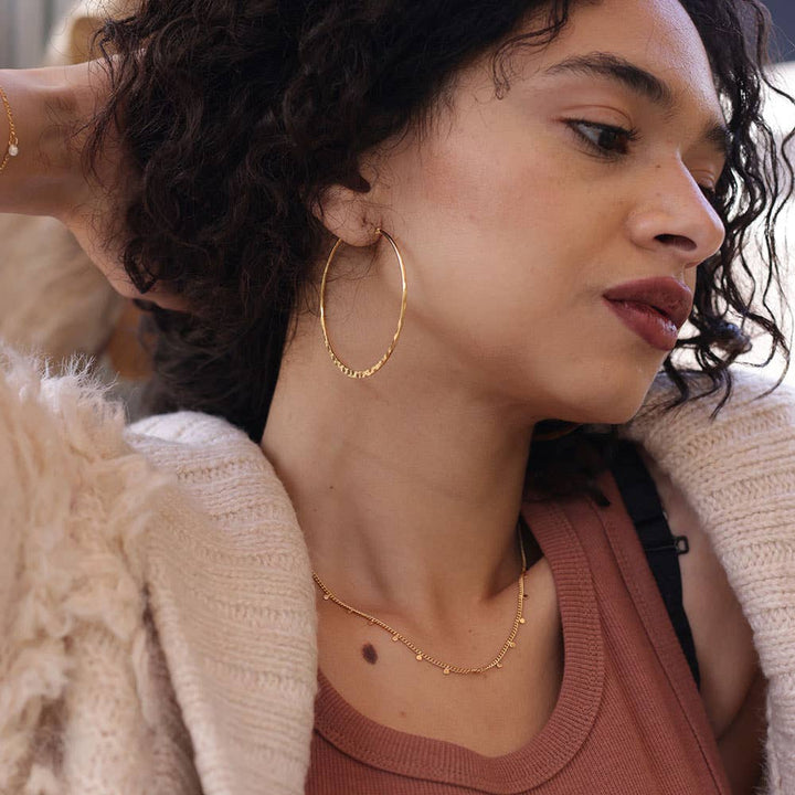 2" Hammered Hoop Earrings: Gold - The Village Retail