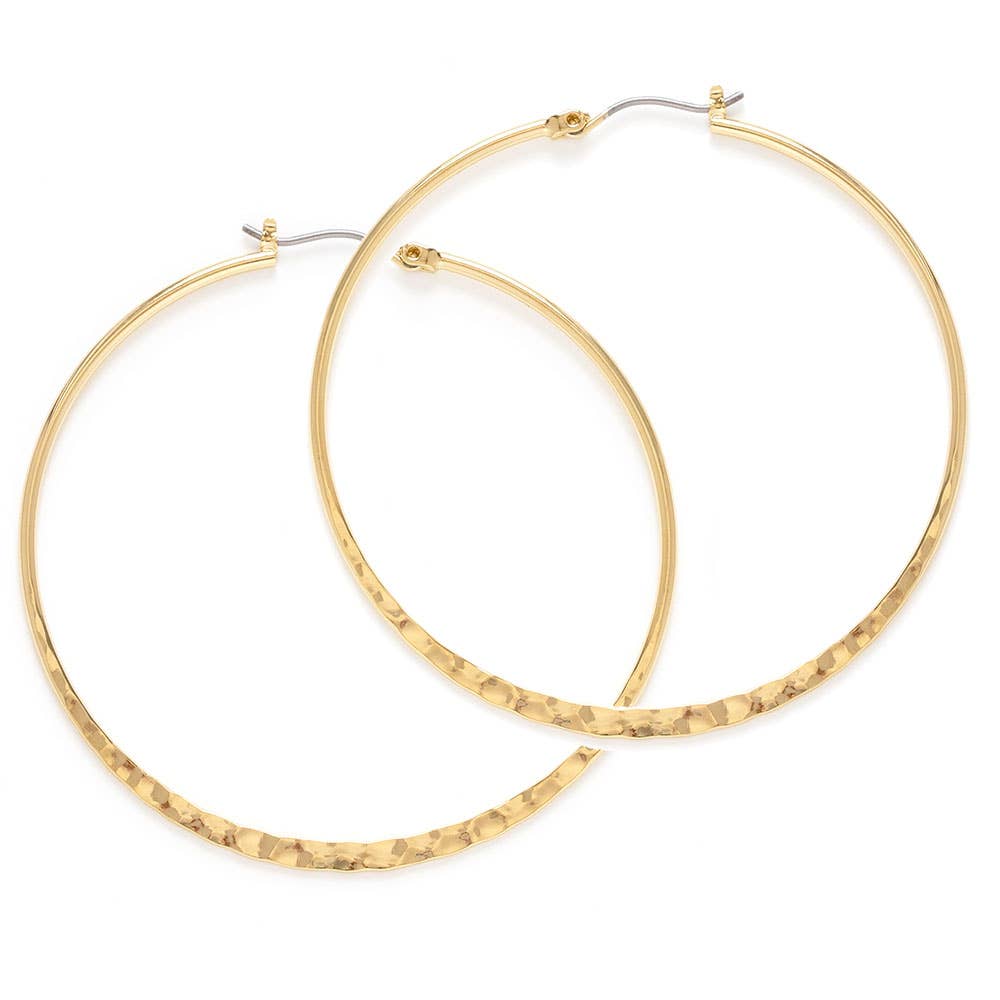 2" Hammered Hoop Earrings: Gold - The Village Retail