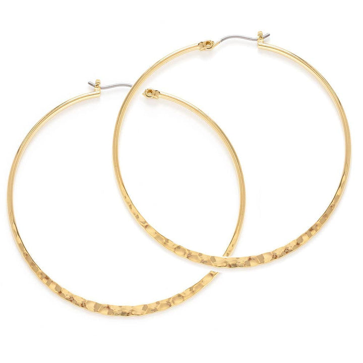 2" Hammered Hoop Earrings: Gold - The Village Retail