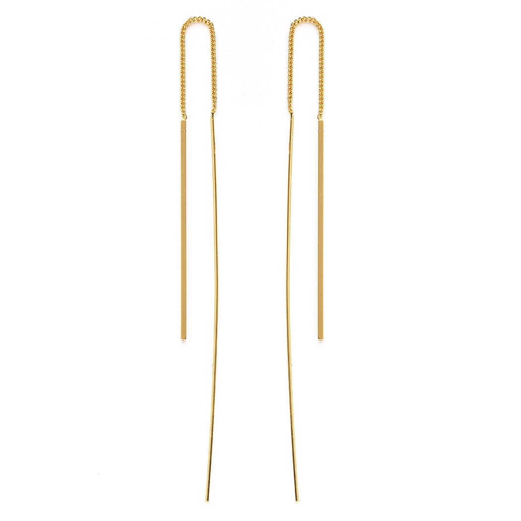 24 Kt gold plated:Needle and Thread Earrings: Gold Plate - The Village Retail