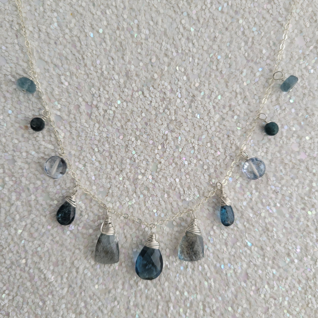 London Blue Gemstone Smile Necklace
