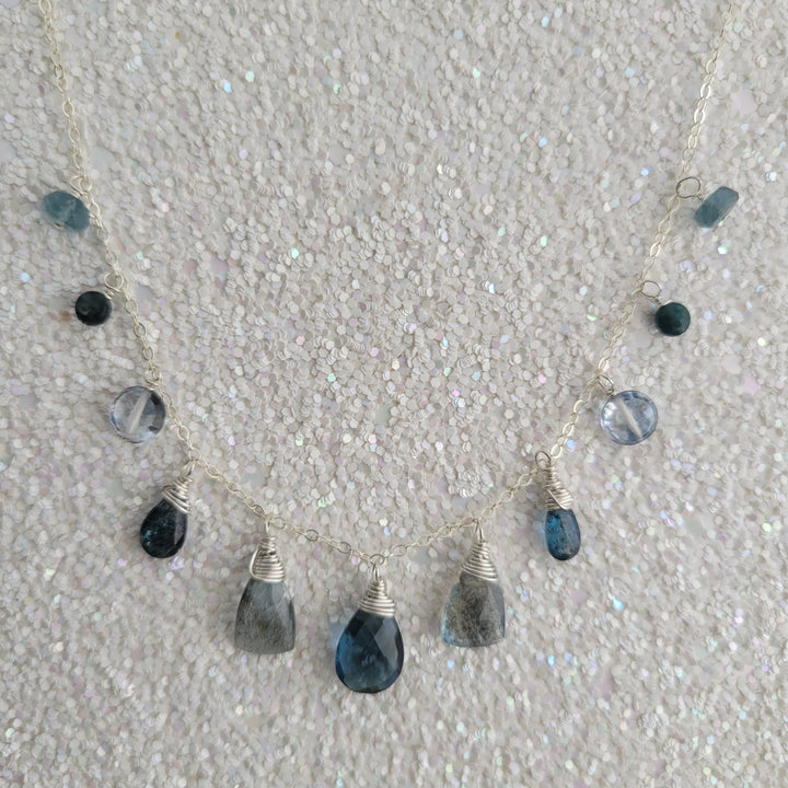 London Blue Gemstone Smile Necklace