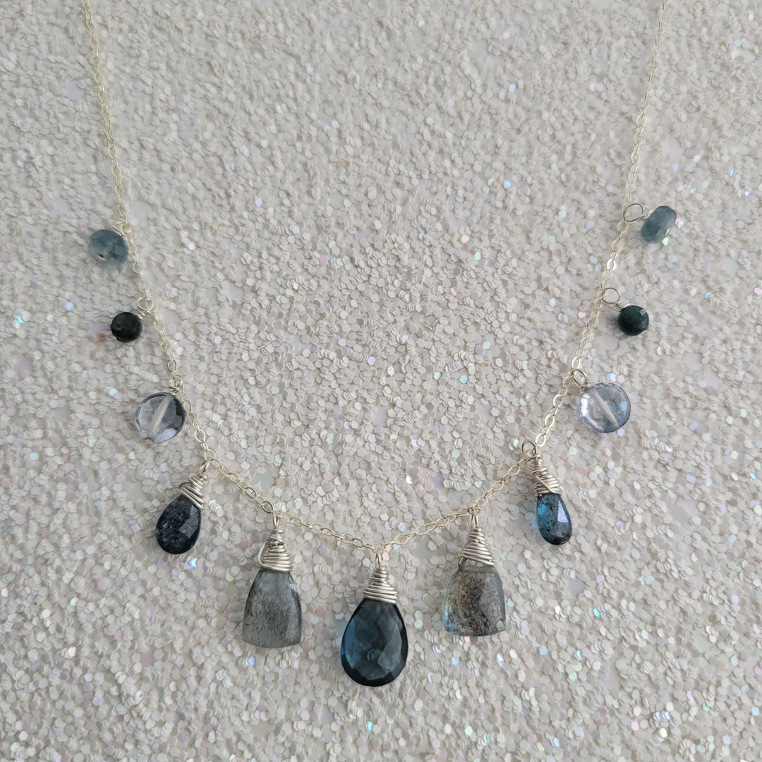 London Blue Gemstone Smile Necklace