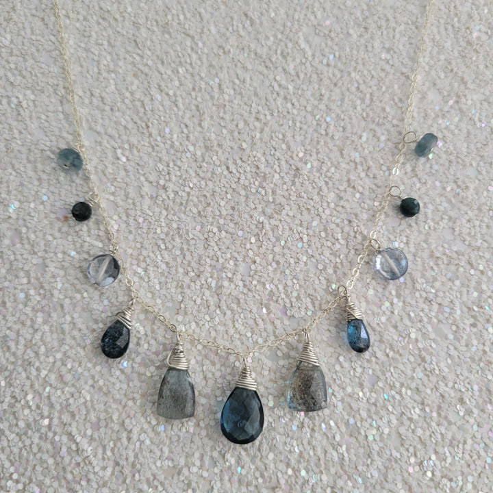 London Blue Gemstone Smile Necklace