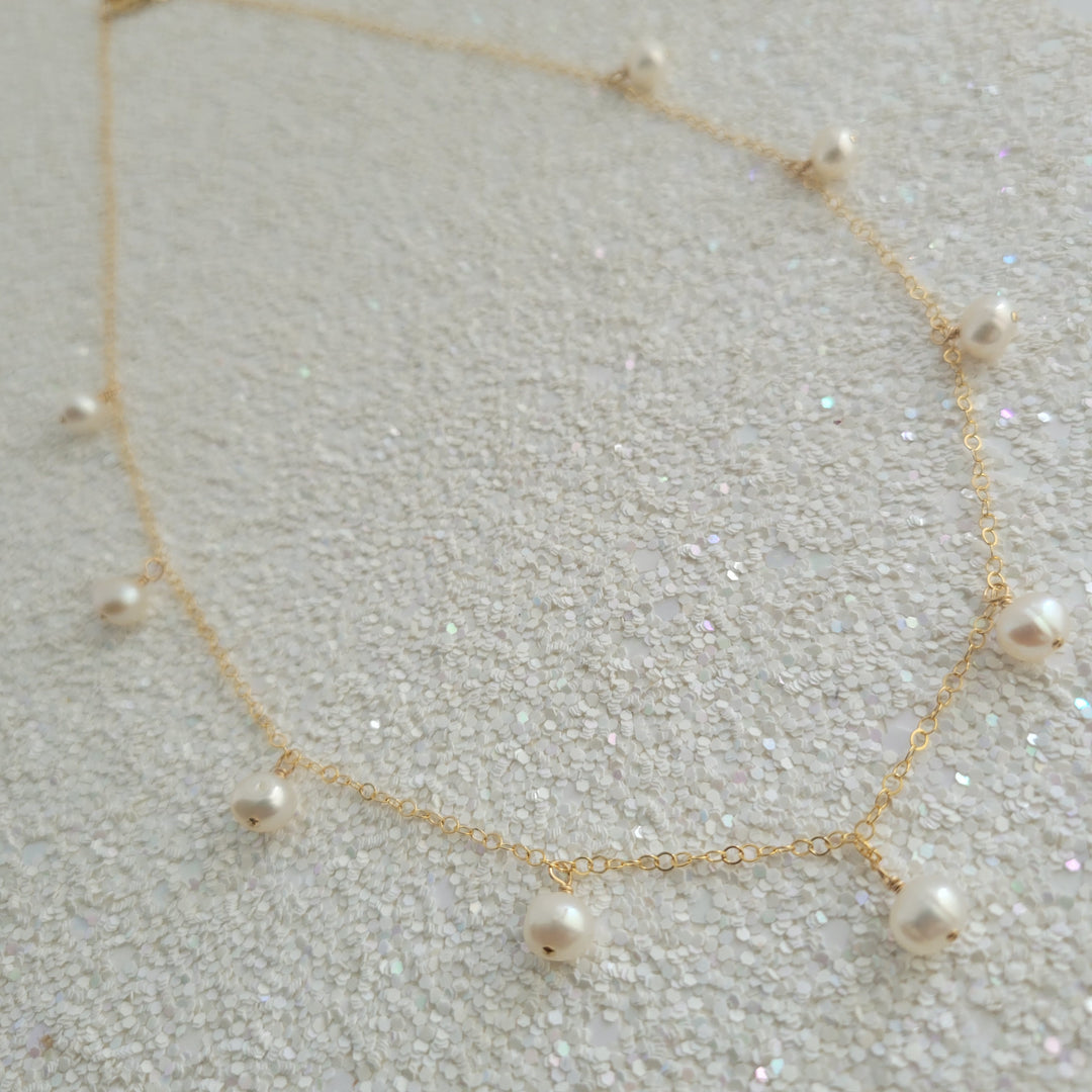 Pearl Drop Choker 14k GF