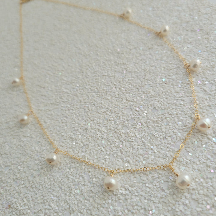 Pearl Drop Choker 14k GF