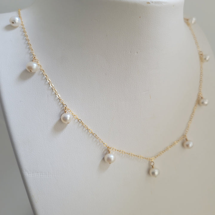 Pearl Drop Choker 14k GF