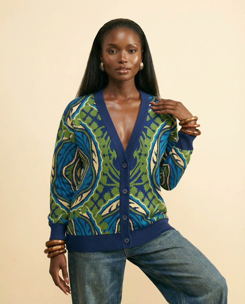 Jacquard Knit Cardigan