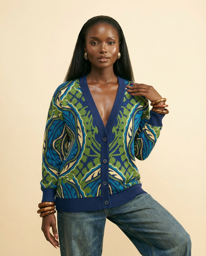 Jacquard Knit Cardigan