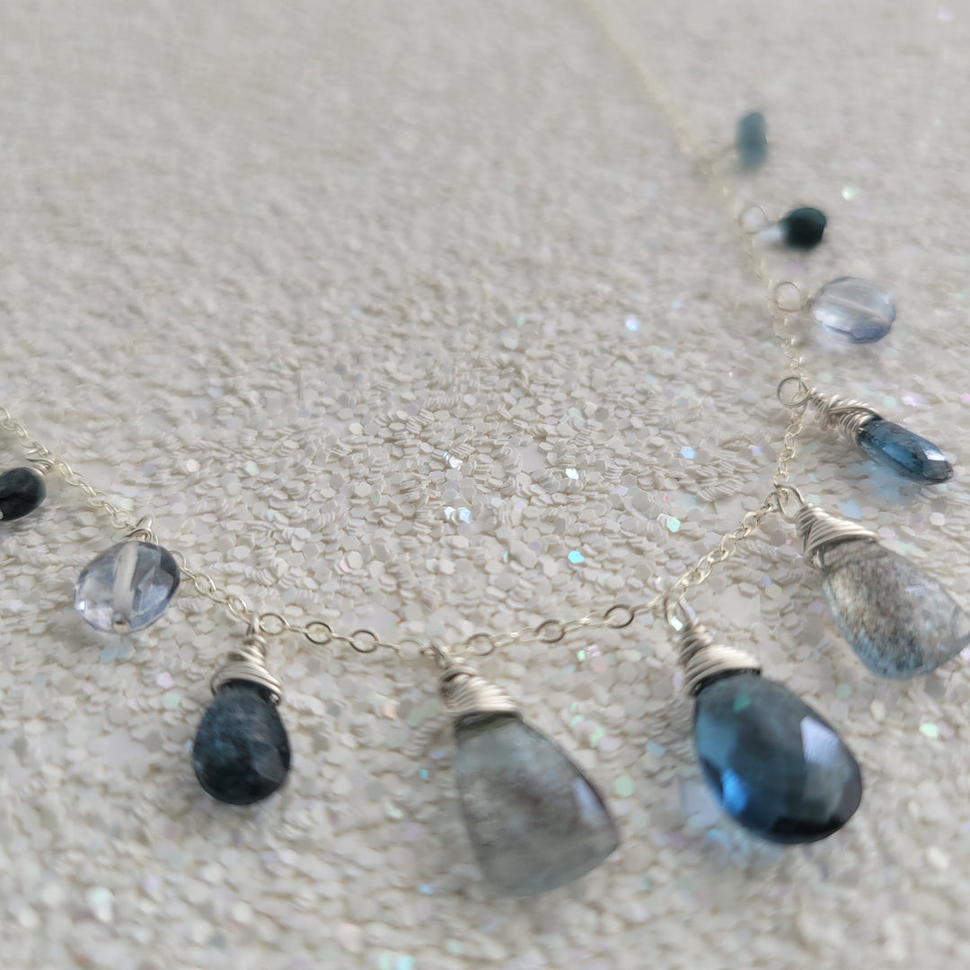 London Blue Gemstone Smile Necklace