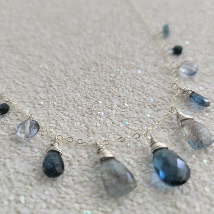 London Blue Gemstone Smile Necklace