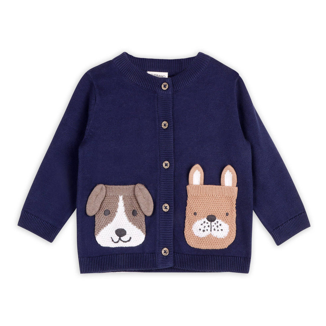 Dog Pocket Embroidered Cardigan