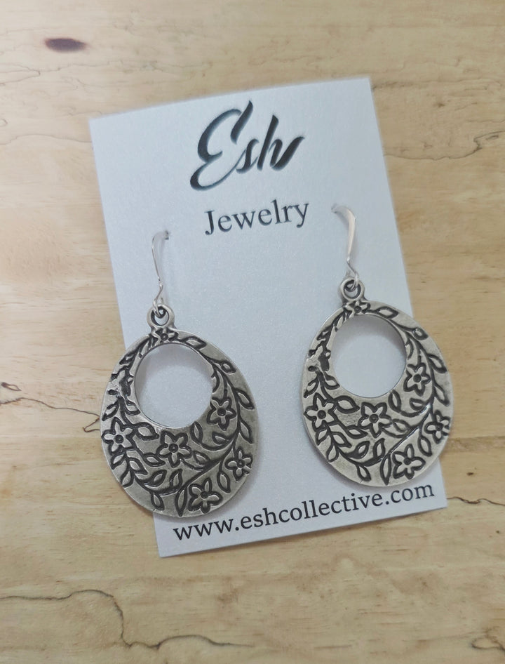 Silver Floral Earrings