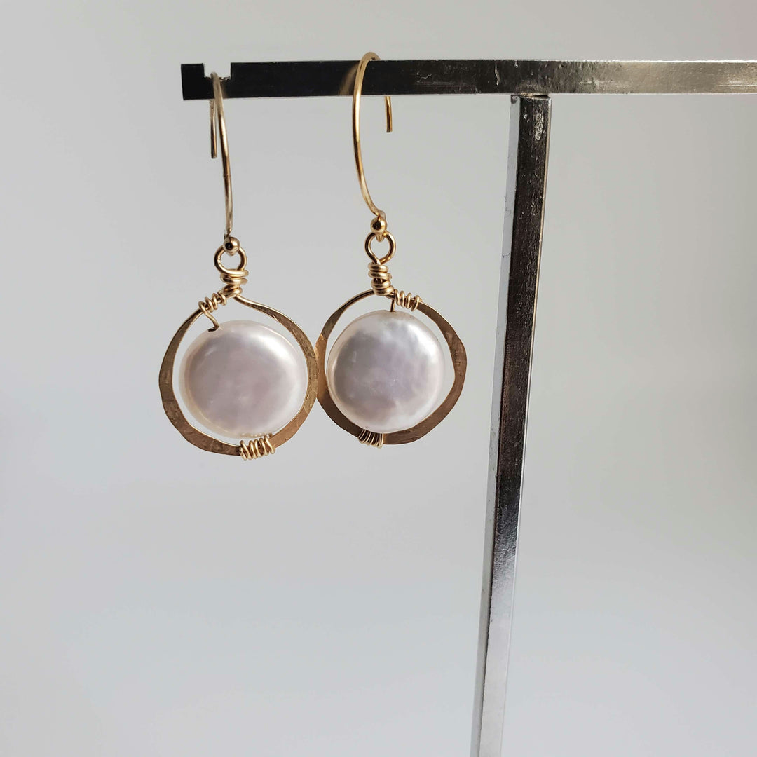 Coin Pearl Frame Earrings