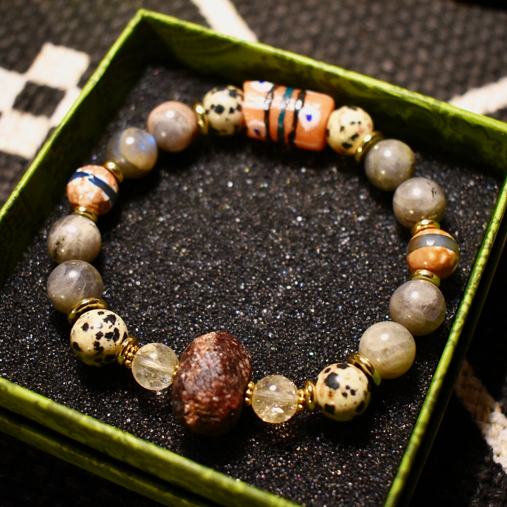 Labradorite &amp; Raw Garnet Bracelet of Passion and Renewal