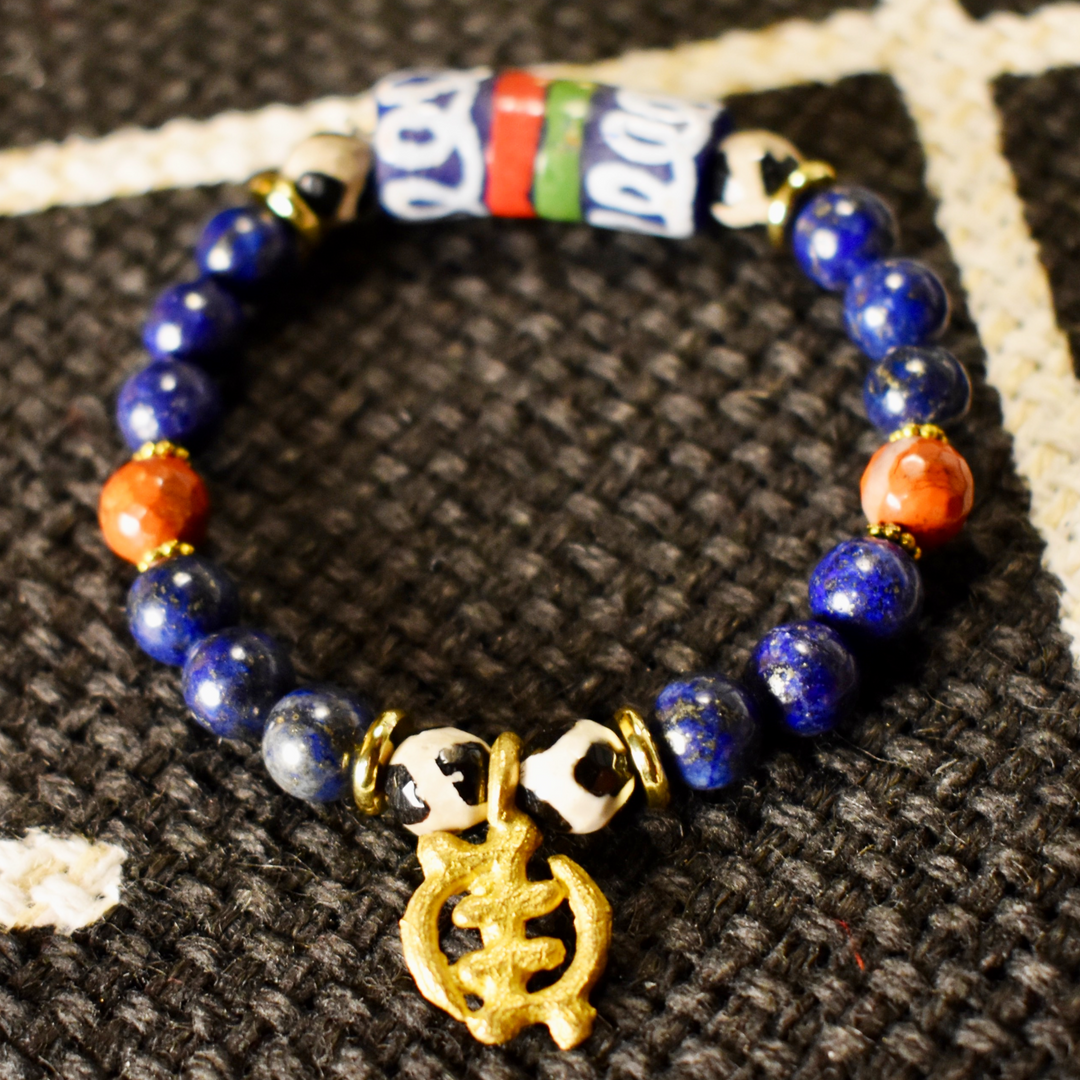 Lapis Lazuli &amp; Gye Nyame Bracelet of Wisdom and Faith