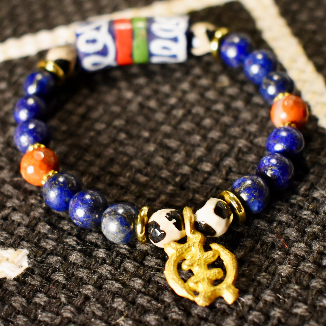 Lapis Lazuli &amp; Gye Nyame Bracelet of Wisdom and Faith