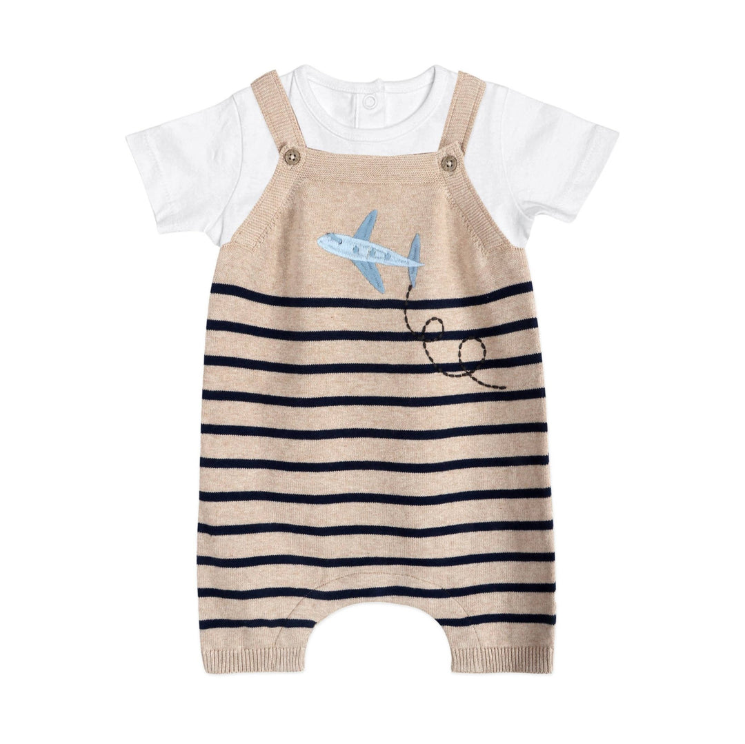 Airplane Organic Cotton Baby Sweater Overall &amp; Bodysuit Set - The Village Retail