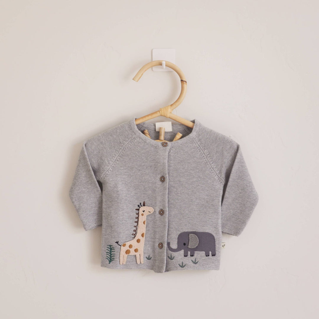 Animal Safari Embroidered Baby Cardigan Sweater - The Village Retail