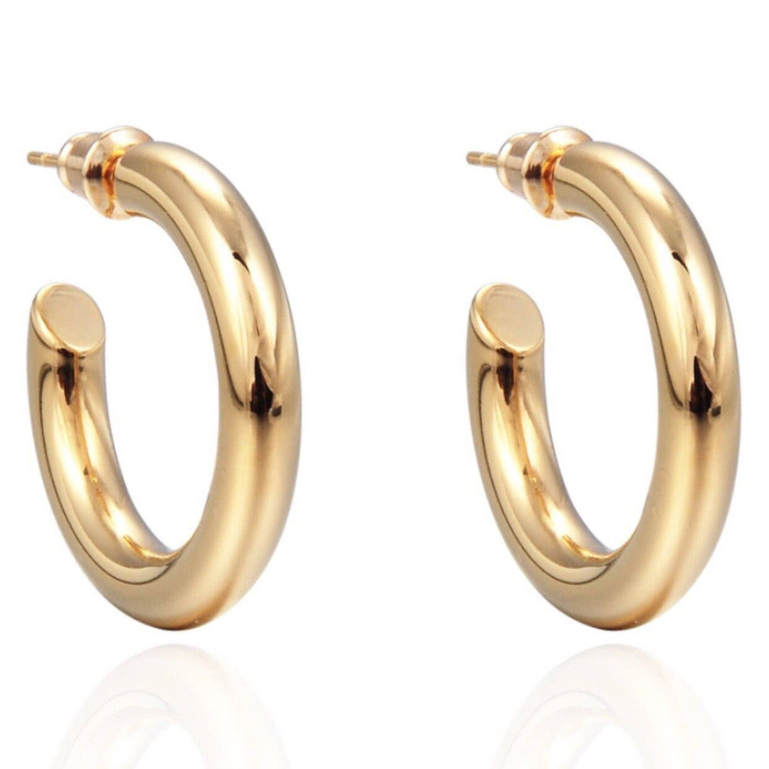 Anya 18K Gold Plated Hypoallergenic Hoop Earrings: Gold / 0.98" - The Village Retail