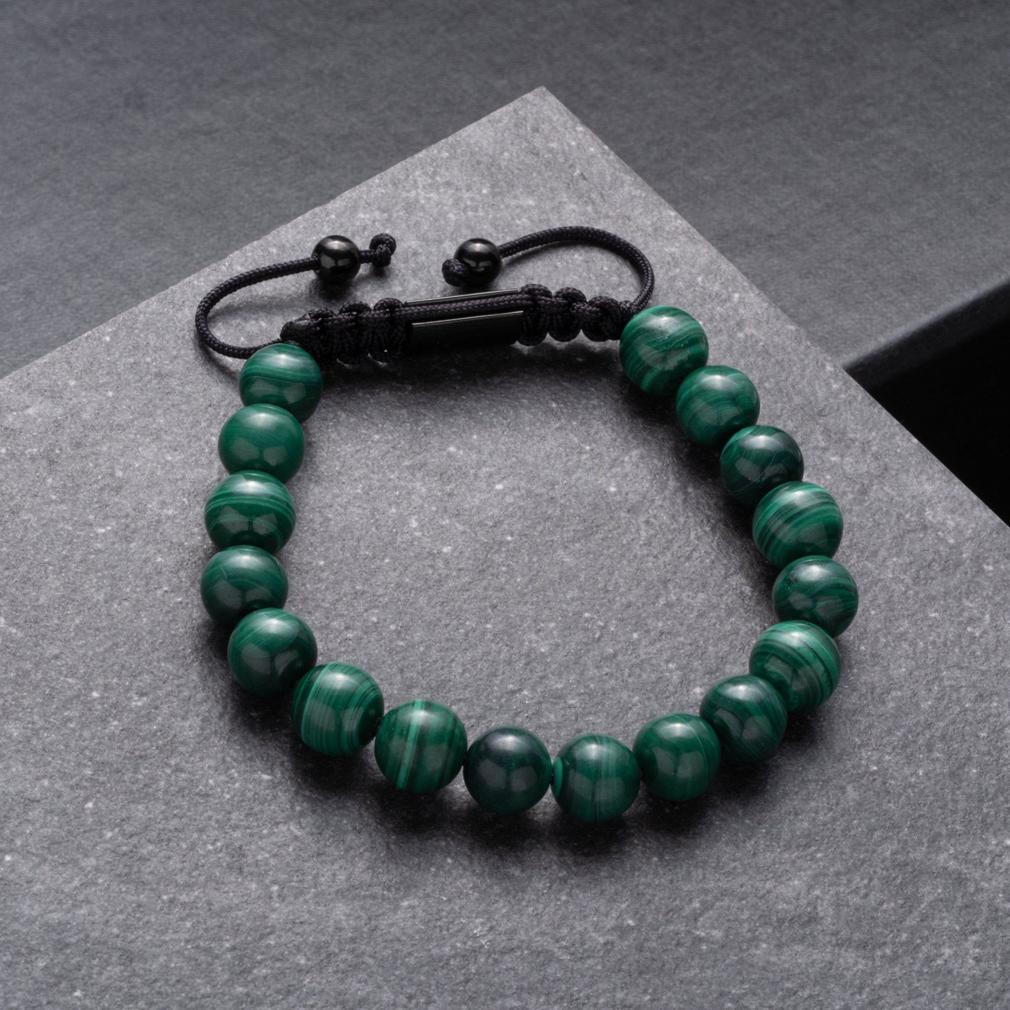 BOYBEADS 10mm Natural Malachite Bead Adjustable Bracelet - The Village Retail