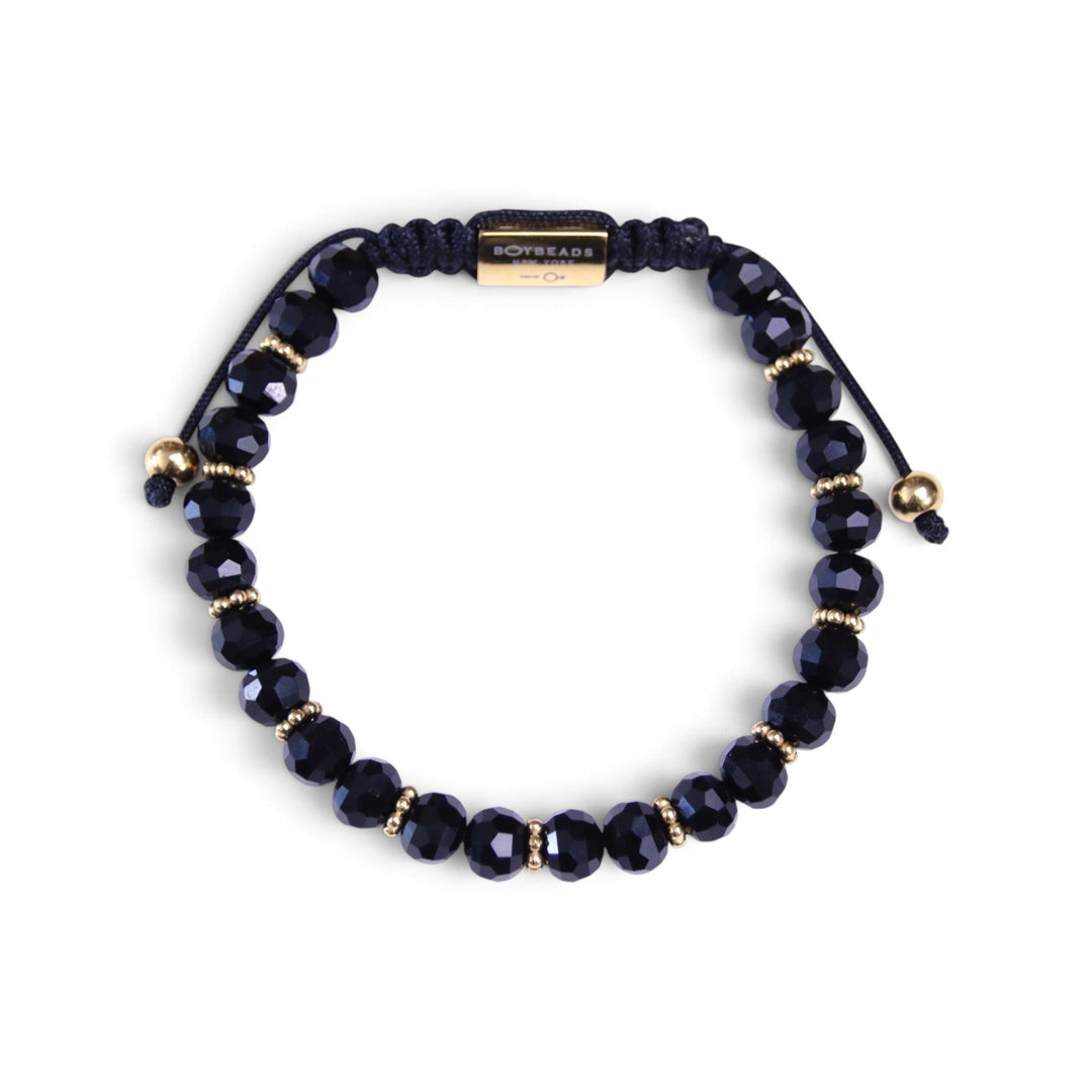 Boybeads | Faceted Black Onyx and Stainless Steel Adjustable Beaded Bracelet - The Village Retail
