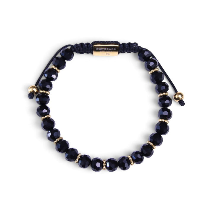 Boybeads | Faceted Black Onyx and Stainless Steel Adjustable Beaded Bracelet