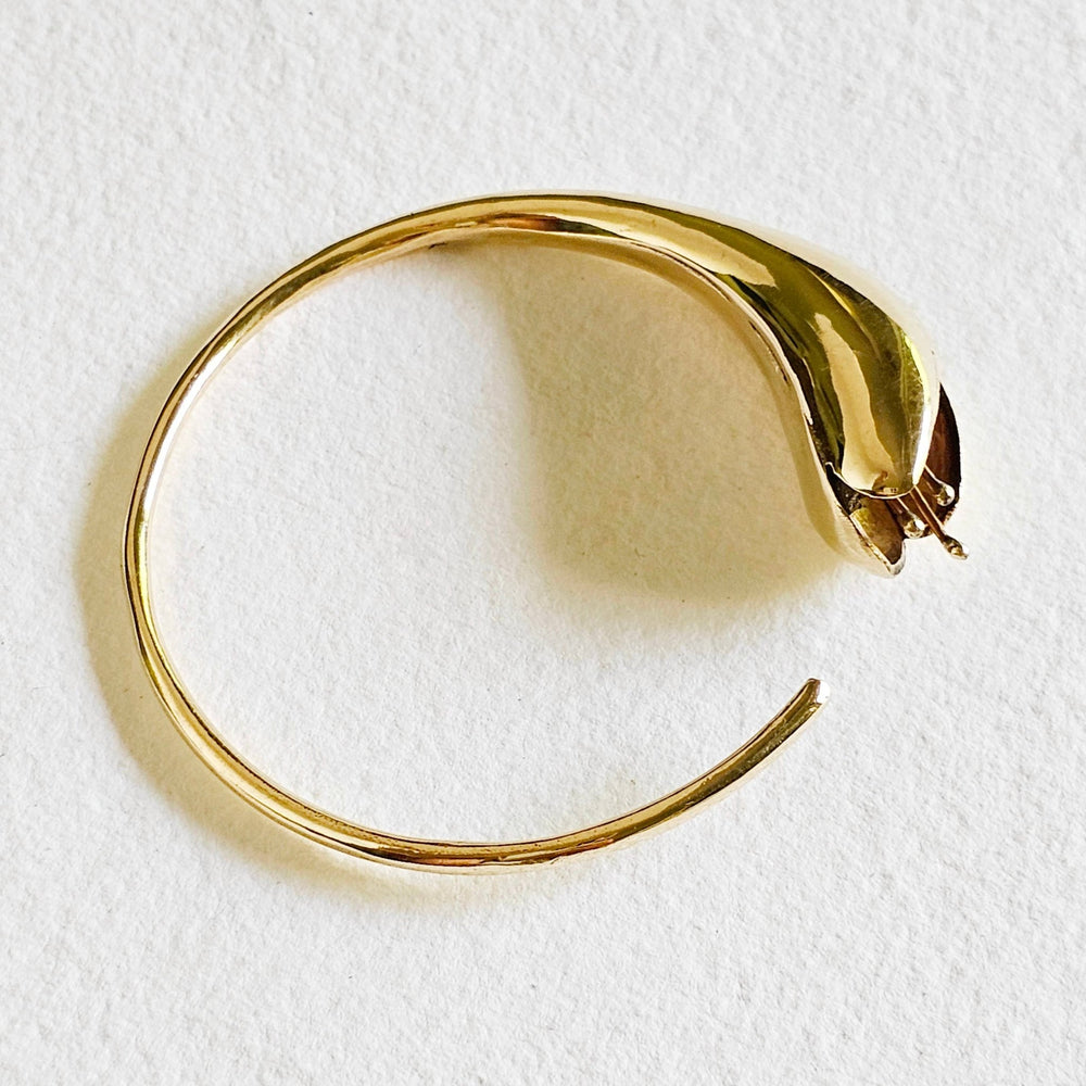 Brass flower bangle cuff bracelet high quality handcrafted - The Village Retail