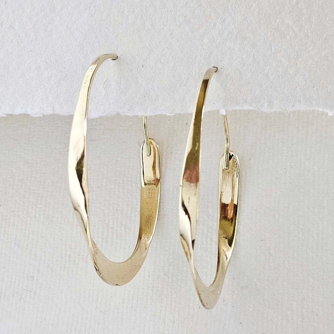 Brass twisted ribbon design hoop earrings handmade - The Village Retail