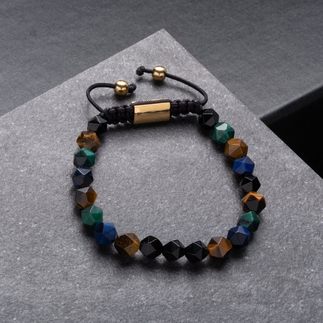 Bryson 8mm Diamond Cut Multi - Color Tiger's Eye Mens Bracelet - The Village Retail