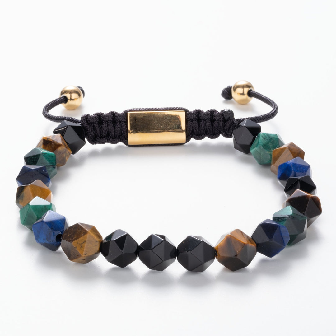 Bryson 8mm Diamond Cut Multi - Color Tiger's Eye Mens Bracelet - The Village Retail