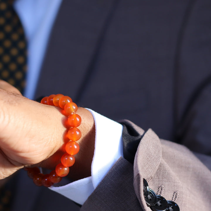 Caleb Boybeads 10mm Orange Carnelian Beaded Gift Bracelet - The Village Retail