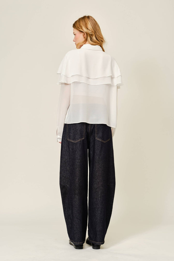 CAPE LAYERED SHEERED BLOUSE - The Village Retail