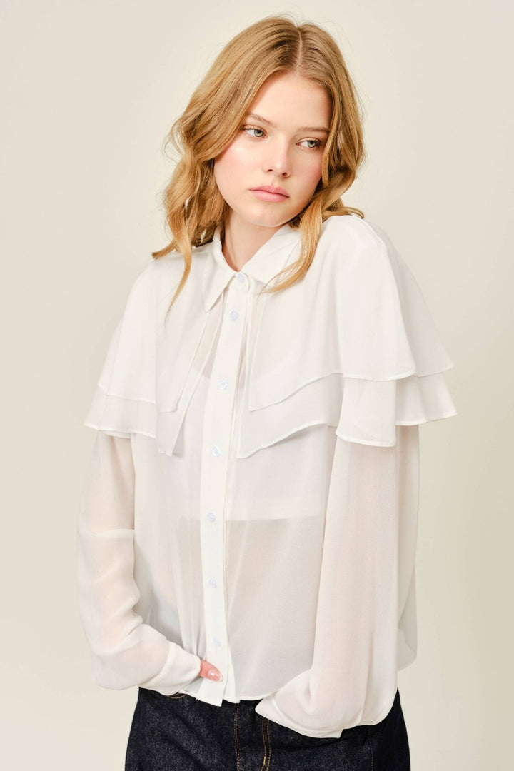 CAPE LAYERED SHEERED BLOUSE - The Village Retail
