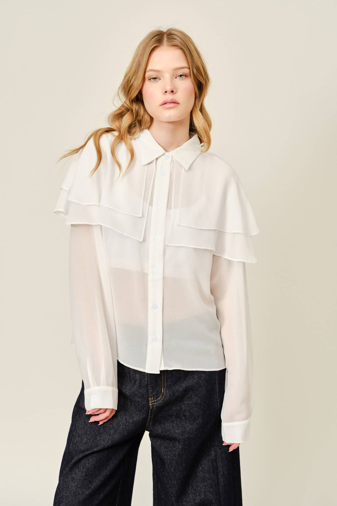 CAPE LAYERED SHEERED BLOUSE - The Village Retail