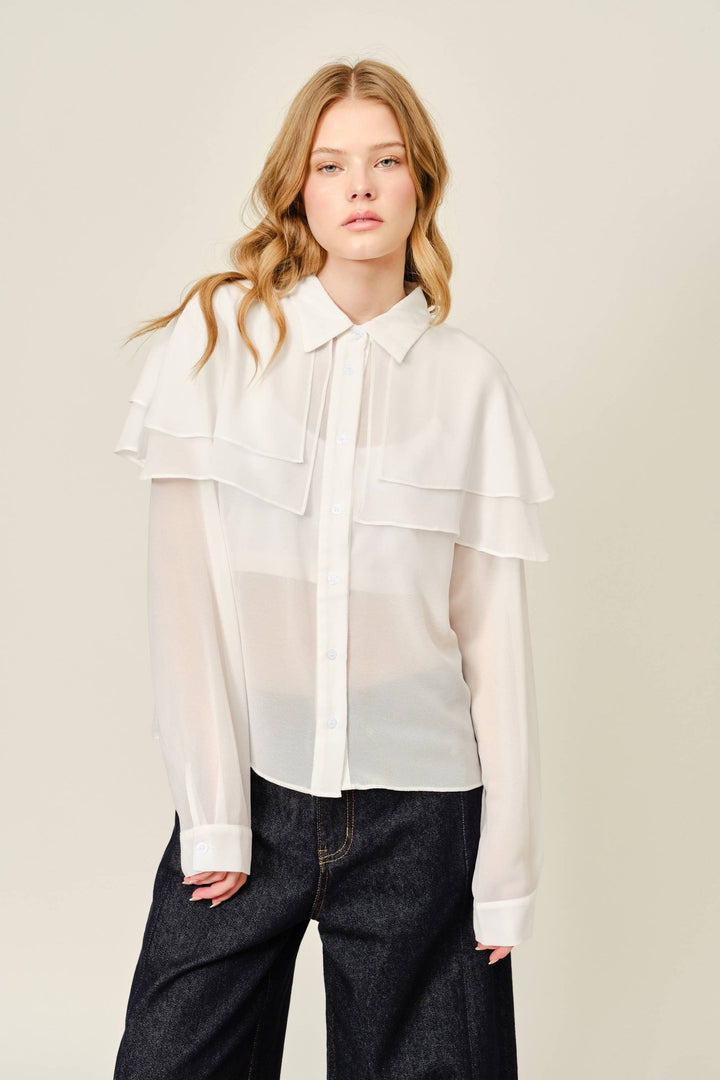 CAPE LAYERED SHEERED BLOUSE - The Village Retail