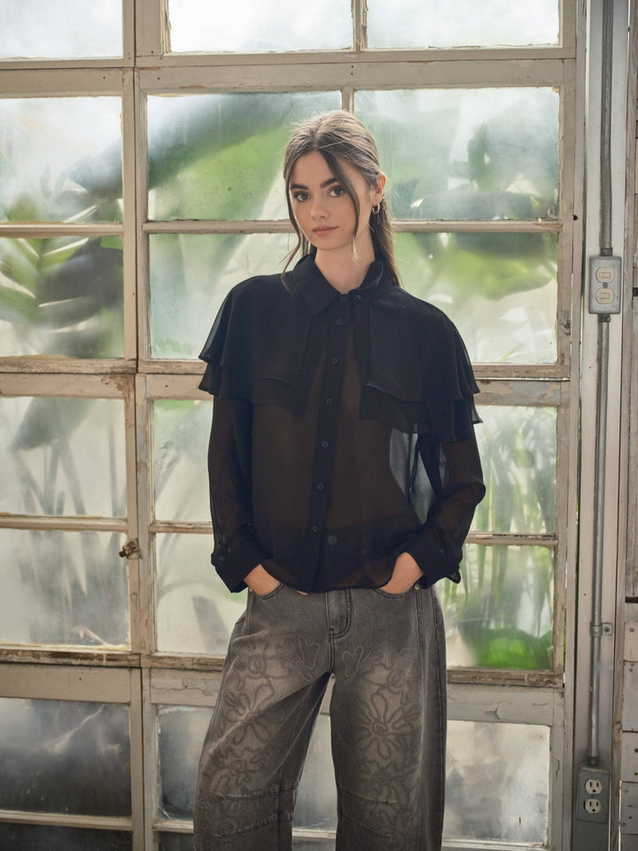 CAPE LAYERED SHEERED BLOUSE - The Village Retail