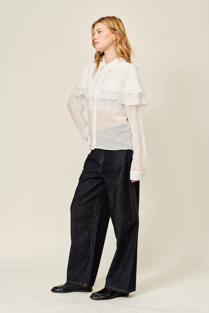 CAPE LAYERED SHEERED BLOUSE - The Village Retail